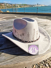 Load image into Gallery viewer, Gray cowboy hat with floral and stay wild design