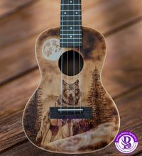 Load image into Gallery viewer, Ukulele custom WOLF Design