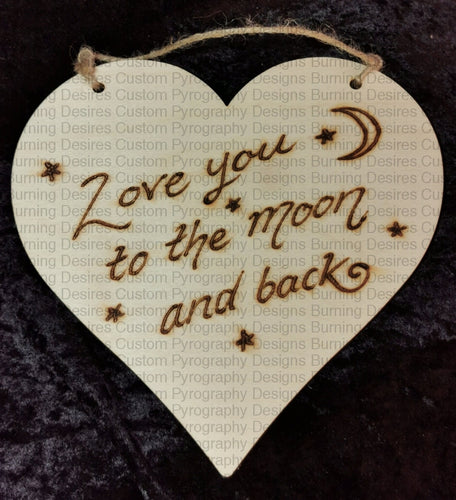 Hanging Heart Love You To The Moon And Back Design Personalised Free Heart