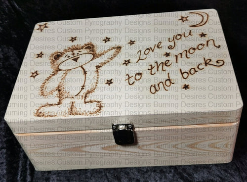 Large Rectangle Box - Love You To The Moon And Back / Teddy Design Personalised Free