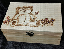 Load image into Gallery viewer, Medium Rectangle Box - Teddy And Flowers Design Personalised Free Box