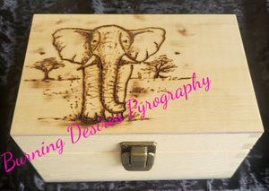 16cm Luxury Pine Box Elephant design