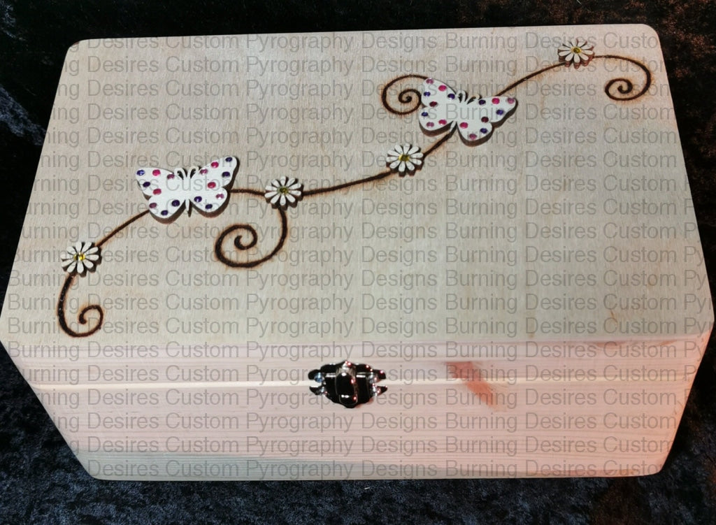 Handled Rectangle Box - Butterflies Design Personalised Free Box