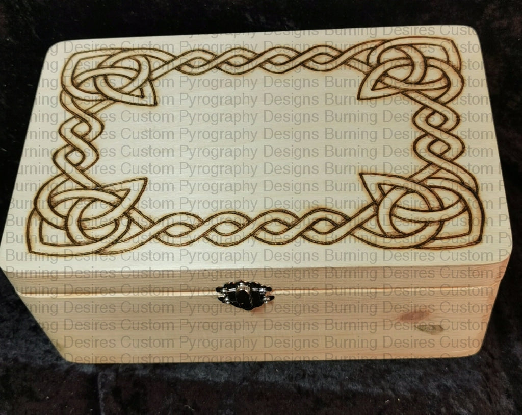 Handled Rectangle Box - Celtic Knot Border Design Personalised Free Box