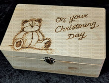 Load image into Gallery viewer, Handled Rectangle Box - Christening / Teddy Design Personalised Free Box
