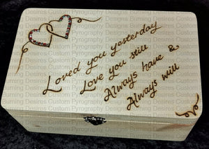 Handled Rectangle Box - Loved You Yesterday / Hearts Design Personalised Free Box