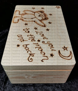 Large Rectangle Box - Love You To The Moon And Back / Teddy Design Personalised Free