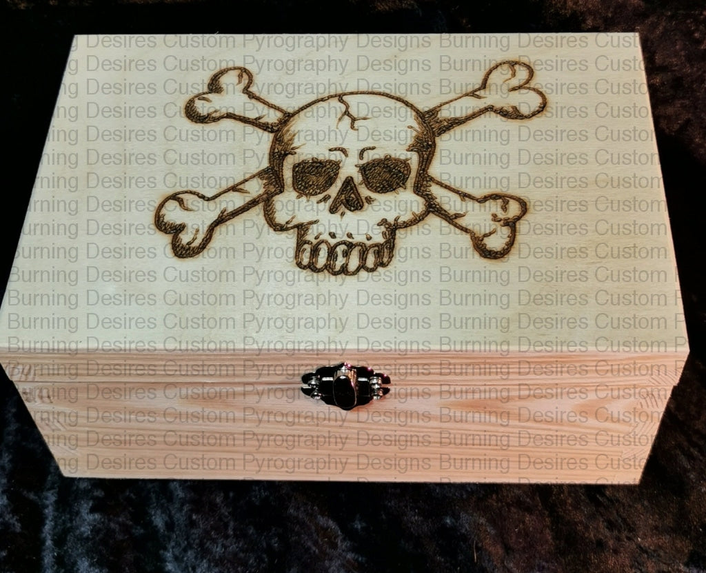 Medium Rectangle Box - Skull And Cross Bones Design Personalised Free Box