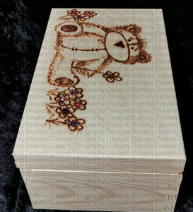 Medium Rectangle Box - Teddy And Flowers Design Personalised Free Box